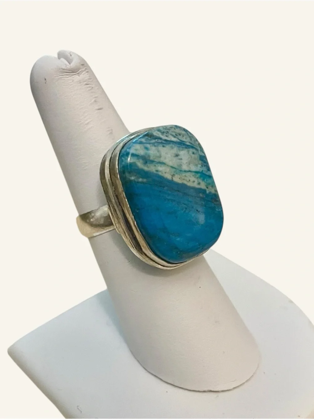 Blue Laguna Lace Agate Gemstone Ring Size 6.5
